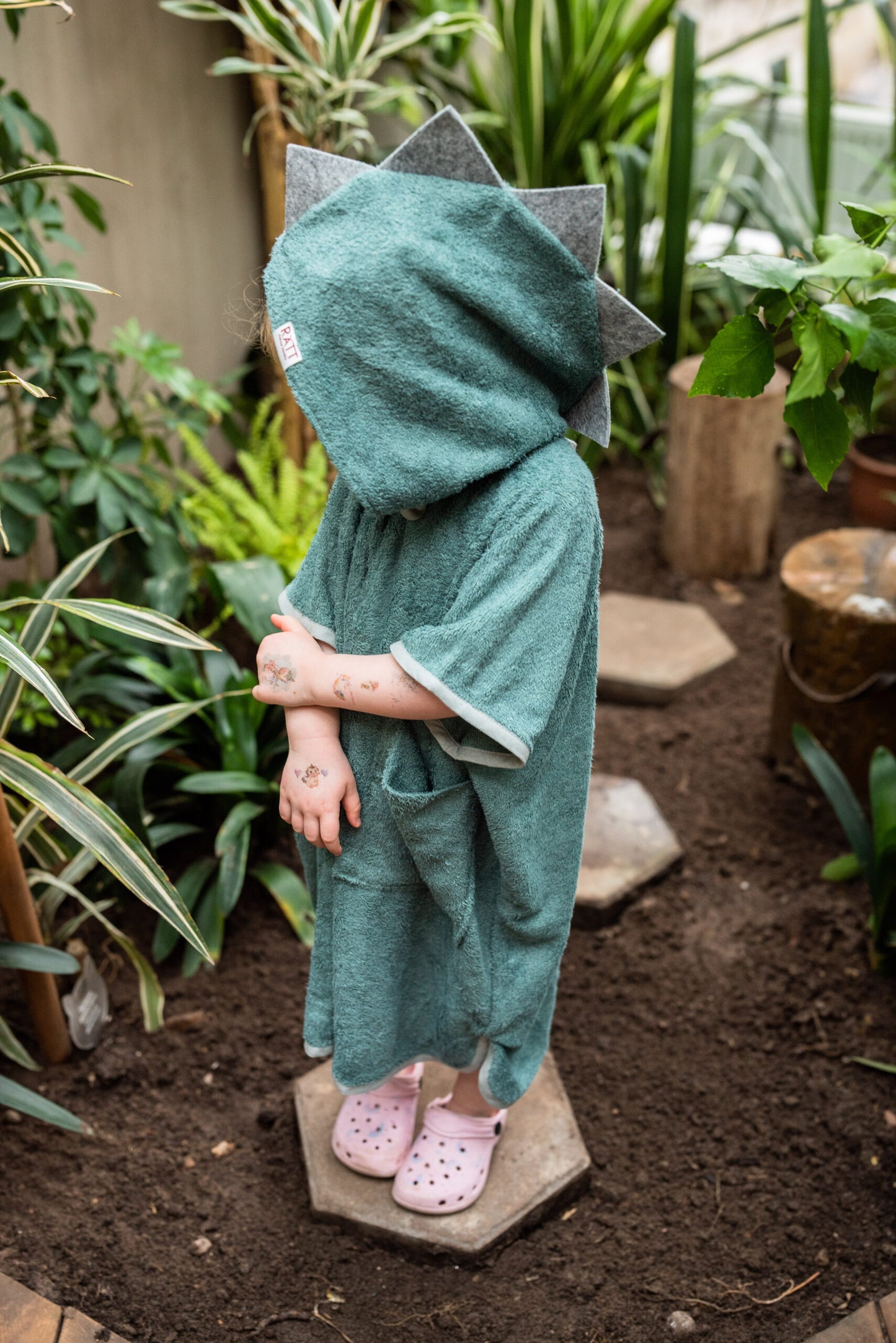 Short-sleeved poncho DINOSAUR - FOR TODDLER