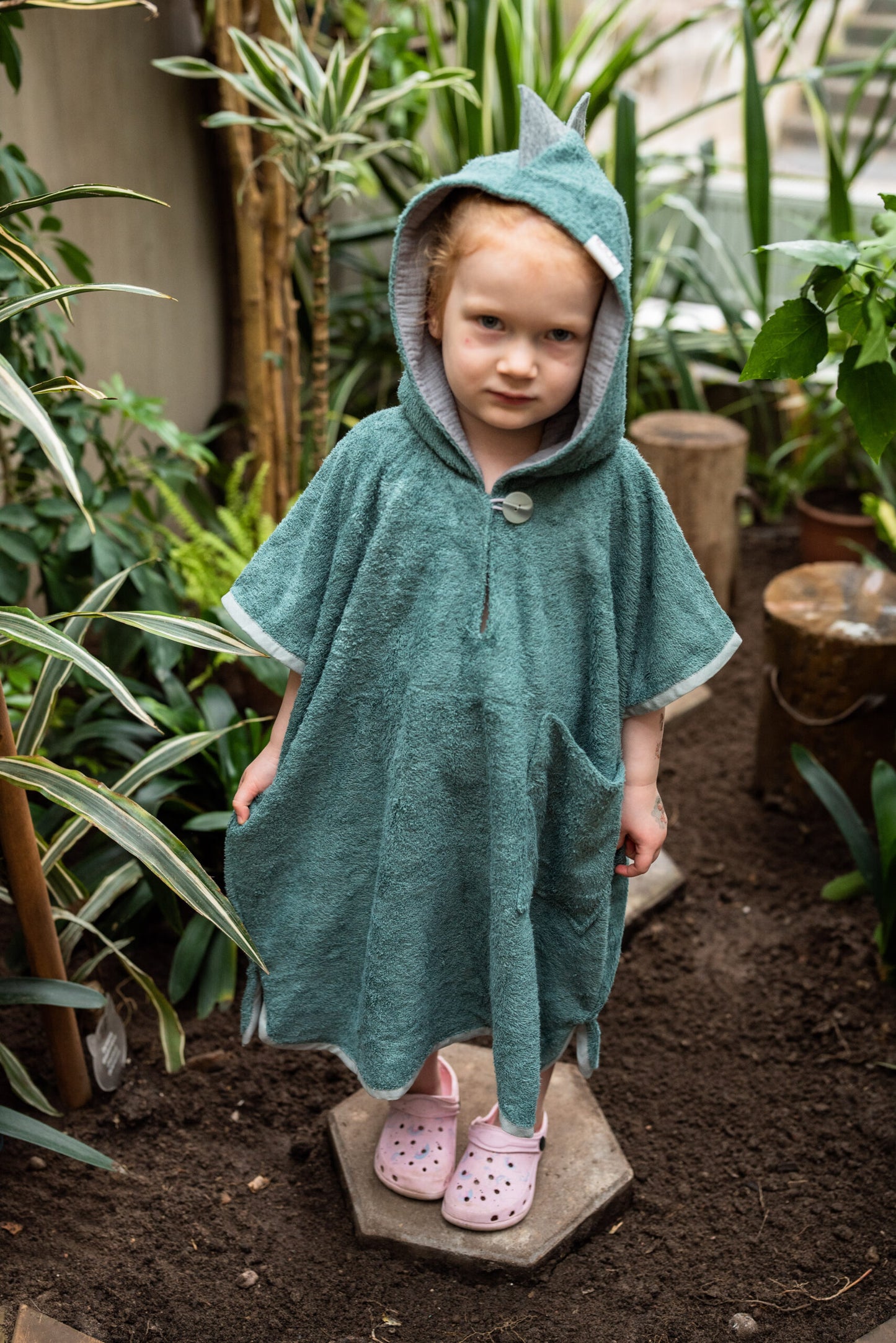 Short-sleeved poncho DINOSAUR - FOR TODDLER